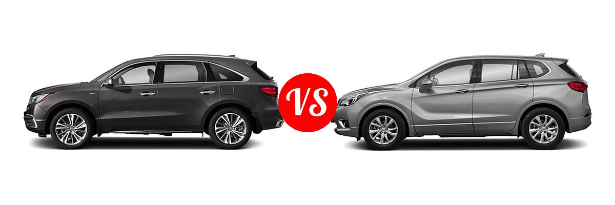 2020 Acura MDX SUV Hybrid Sport Hybrid w/Advance Pkg vs. 2019 Buick Envision SUV Essence / FWD 4dr / Preferred / Premium / Premium II - Side Comparison