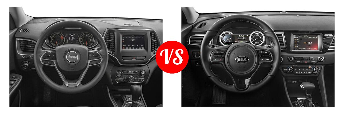 2019 Jeep Cherokee SUV Limited vs. 2019 Kia Niro Plug-In Hybrid SUV PHEV EX / LX - Dashboard Comparison