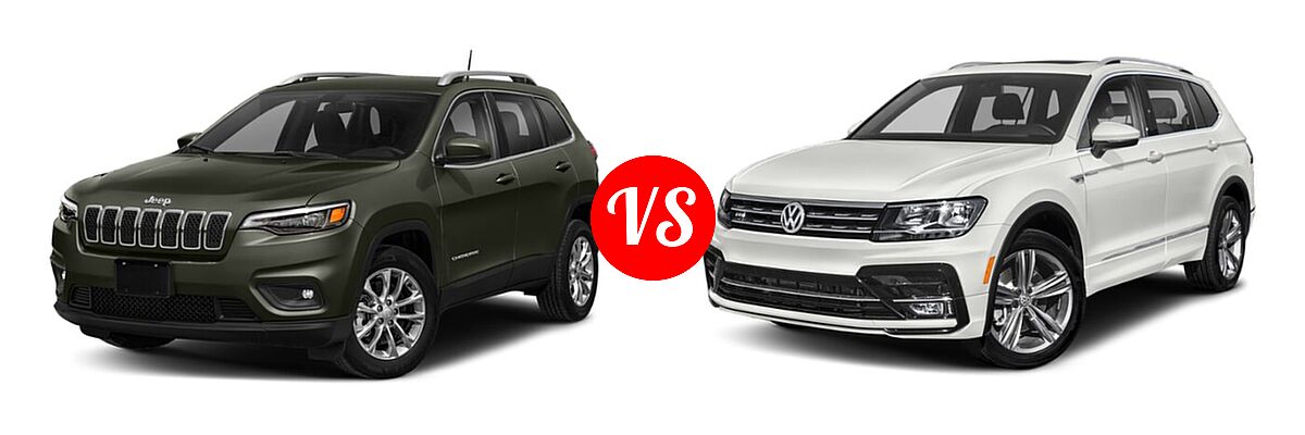 2019 Jeep Cherokee SUV Limited vs. 2019 Volkswagen Tiguan SUV SEL Premium R-Line / SEL R-Line / SEL R-Line Black - Front Left Comparison