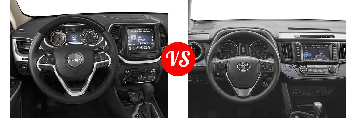 2017 Jeep Cherokee SUV Overland vs. 2017 Toyota RAV4 Hybrid SUV Limited - Dashboard Comparison