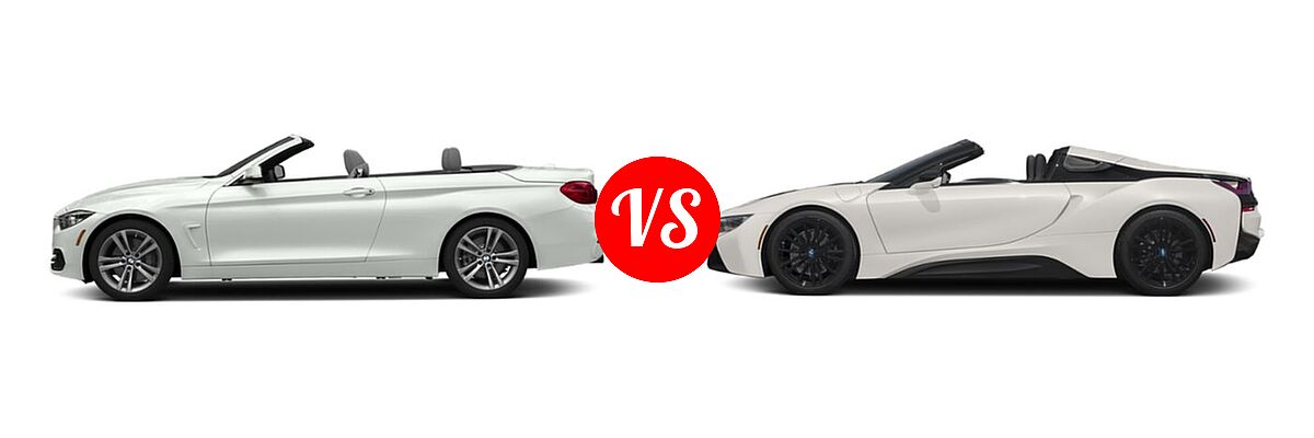 2019 BMW 4 Series Convertible 440i xDrive vs. 2019 BMW i8 Convertible PHEV Roadster - Side Comparison