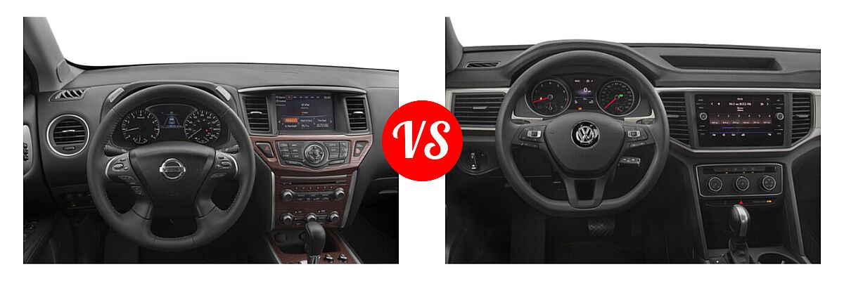 2020 Nissan Pathfinder SUV Platinum vs. 2020 Volkswagen Atlas SUV 2.0T S / 2.0T SE / 2.0T SE w/Technology / 2.0T SEL / 3.6L V6 S / 3.6L V6 SE / 3.6L V6 SE w/Technology / 3.6L V6 SEL / 3.6L V6 SEL Premium - Dashboard Comparison