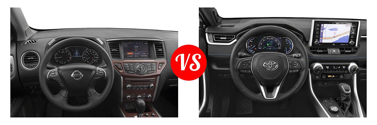 2020 Nissan Pathfinder SUV Platinum vs. 2020 Toyota RAV4 Hybrid SUV Hybrid XSE - Dashboard Comparison