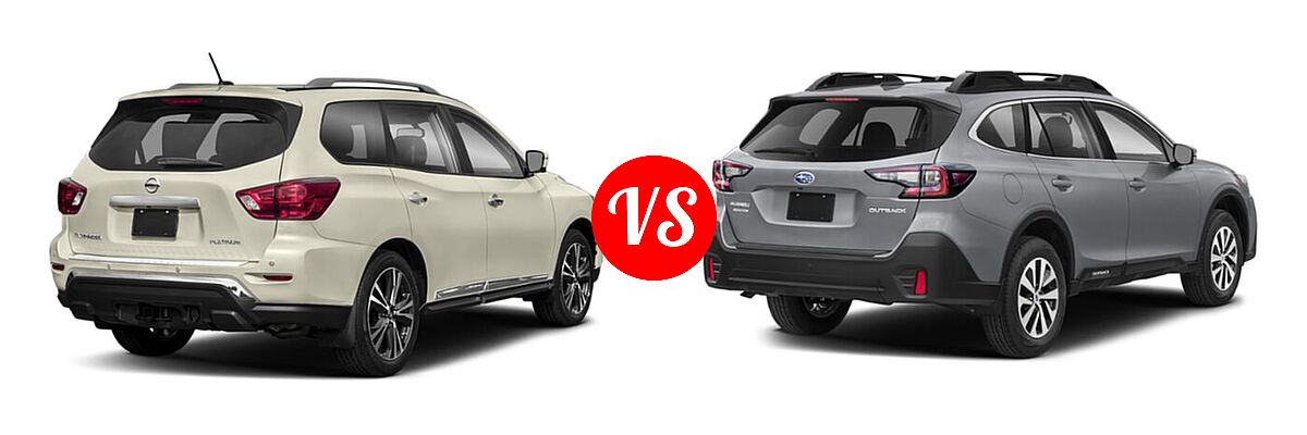 2020 Nissan Pathfinder SUV Platinum vs. 2020 Subaru Outback SUV CVT / Limited / Limited XT / Onyx Edition XT / Premium / Touring / Touring XT - Rear Right Comparison