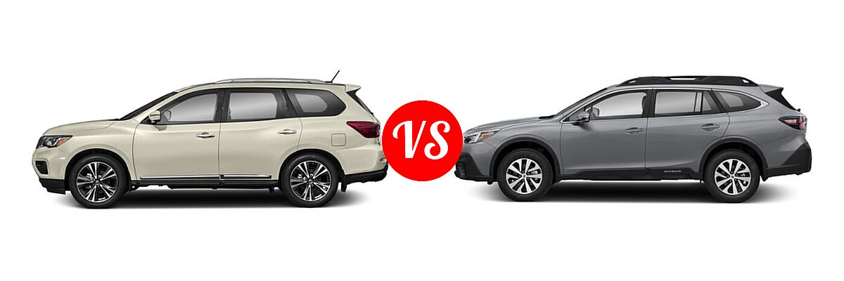 2020 Nissan Pathfinder SUV Platinum vs. 2020 Subaru Outback SUV CVT / Limited / Limited XT / Onyx Edition XT / Premium / Touring / Touring XT - Side Comparison