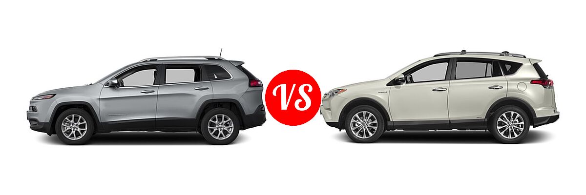 2017 Jeep Cherokee SUV Latitude vs. 2017 Toyota RAV4 Hybrid SUV Limited - Side Comparison