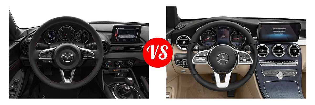 2020 Mazda MX-5 Miata Convertible Grand Touring vs. 2020 Mercedes-Benz C-Class Convertible C 300 - Dashboard Comparison