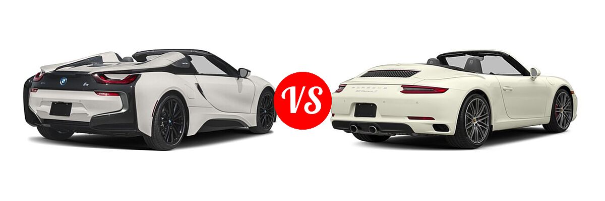 2020 BMW i8 Convertible PHEV Roadster vs. 2018 Porsche 911 Convertible Carrera S - Rear Right Comparison