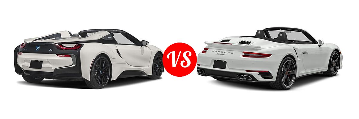 2020 BMW i8 Convertible PHEV Roadster vs. 2018 Porsche 911 Convertible Turbo / Turbo S - Rear Right Comparison