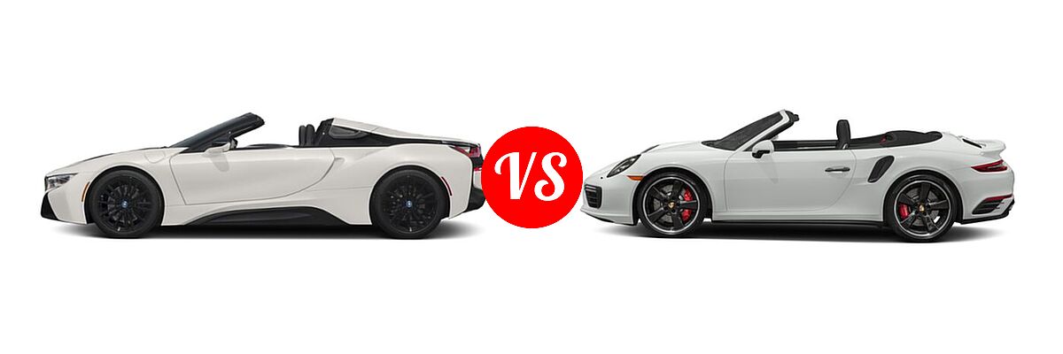 2020 BMW i8 Convertible PHEV Roadster vs. 2018 Porsche 911 Convertible Turbo / Turbo S - Side Comparison