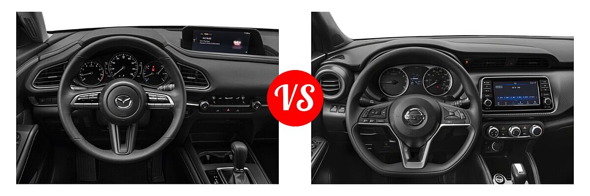 2020 Mazda CX-30 SUV Select Package vs. 2020 Nissan Kicks SUV S / SV - Dashboard Comparison