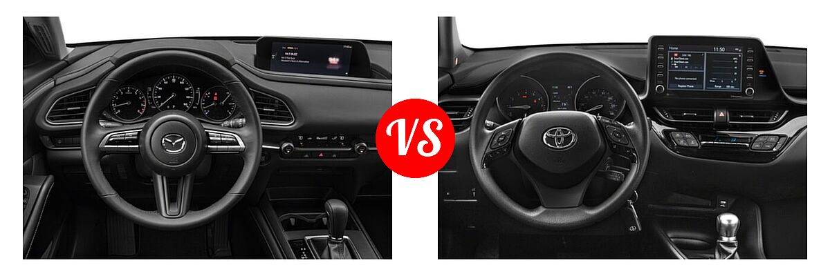 2020 Mazda CX-30 SUV Select Package vs. 2020 Toyota C-HR SUV Limited - Dashboard Comparison