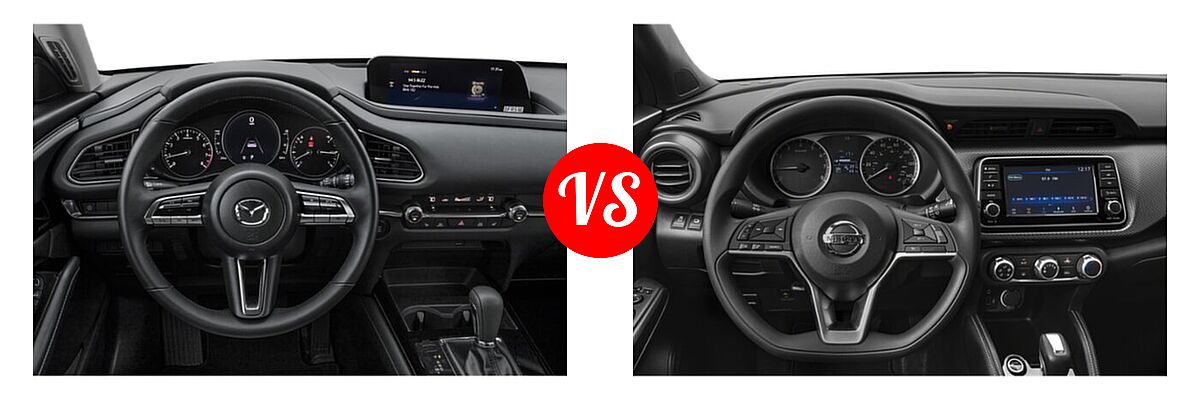 2020 Mazda CX-30 SUV Preferred Package vs. 2020 Nissan Kicks SUV S / SV - Dashboard Comparison