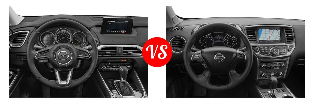 2020 Mazda CX-9 SUV Grand Touring vs. 2020 Nissan Pathfinder SUV SL / SV - Dashboard Comparison