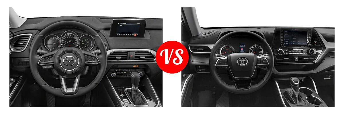 2020 Mazda CX-9 SUV Grand Touring vs. 2020 Toyota Highlander SUV L / LE - Dashboard Comparison