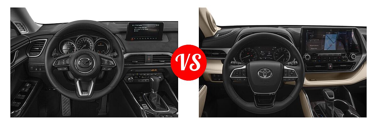 2020 Mazda CX-9 SUV Signature vs. 2020 Toyota Highlander SUV Platinum - Dashboard Comparison