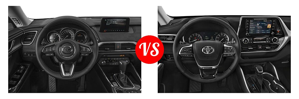 2020 Mazda CX-9 SUV Signature vs. 2020 Toyota Highlander SUV XLE - Dashboard Comparison