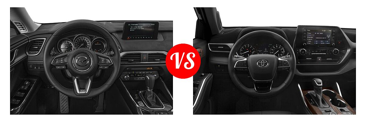 2020 Mazda CX-9 SUV Signature vs. 2020 Toyota Highlander SUV Limited - Dashboard Comparison