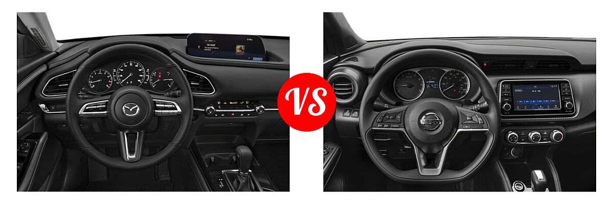 2020 Mazda CX-30 SUV Premium Package vs. 2020 Nissan Kicks SUV S / SV - Dashboard Comparison