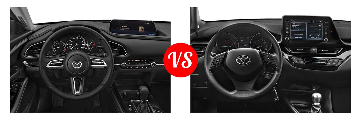 2020 Mazda CX-30 SUV Premium Package vs. 2020 Toyota C-HR SUV LE / XLE - Dashboard Comparison