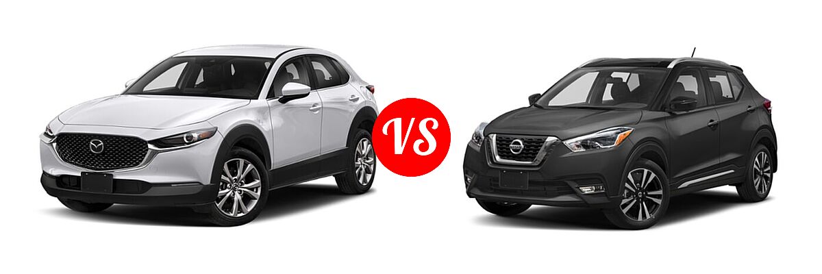 2020 Mazda CX-30 SUV Select Package vs. 2020 Nissan Kicks SUV SR - Front Left Comparison