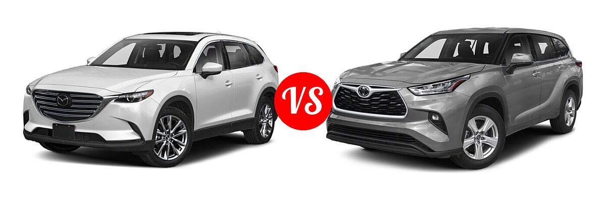 2020 Mazda CX-9 SUV Signature vs. 2020 Toyota Highlander SUV L / LE - Front Left Comparison