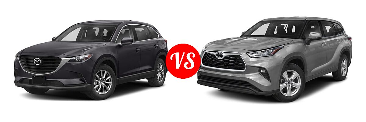 2020 Mazda CX-9 SUV Grand Touring vs. 2020 Toyota Highlander SUV L / LE - Front Left Comparison