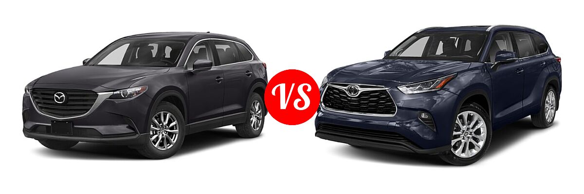 2020 Mazda CX-9 SUV Grand Touring vs. 2020 Toyota Highlander SUV Limited - Front Left Comparison