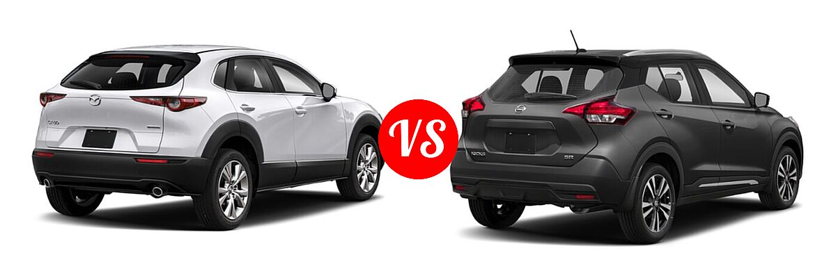 2020 Mazda CX-30 SUV Select Package vs. 2020 Nissan Kicks SUV SR - Rear Right Comparison