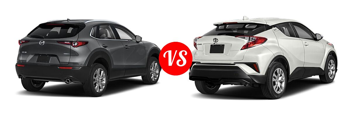 2020 Mazda CX-30 SUV Premium Package vs. 2020 Toyota C-HR SUV LE / XLE - Rear Right Comparison