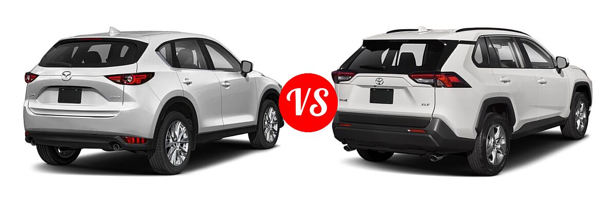 2020 Mazda CX-5 SUV Grand Touring vs. 2020 Toyota RAV4 SUV XLE / XLE Premium - Rear Right Comparison