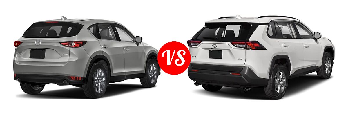 2020 Mazda CX-5 SUV Grand Touring vs. 2020 Toyota RAV4 SUV XLE / XLE Premium - Rear Right Comparison