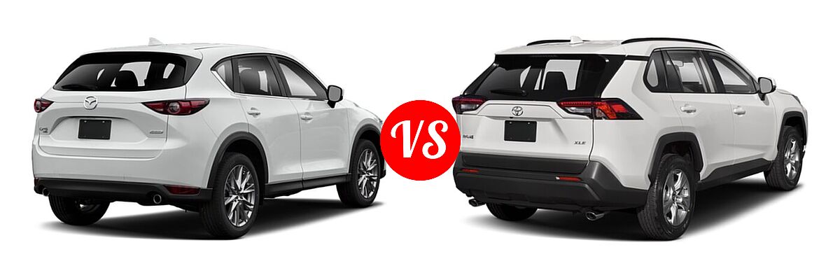 2020 Mazda CX-5 SUV Grand Touring Reserve vs. 2020 Toyota RAV4 SUV XLE / XLE Premium - Rear Right Comparison