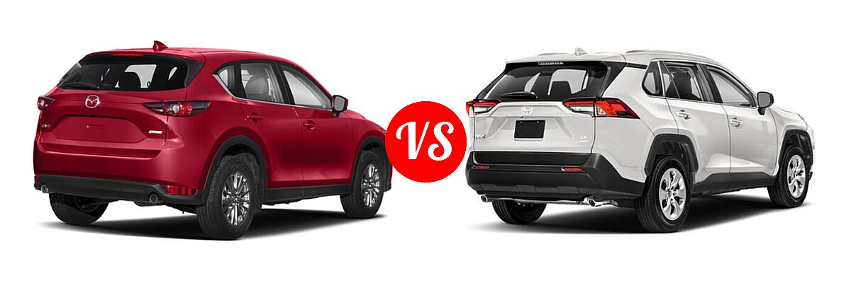 2020 Mazda CX-5 SUV Signature vs. 2020 Toyota RAV4 SUV LE - Rear Right Comparison