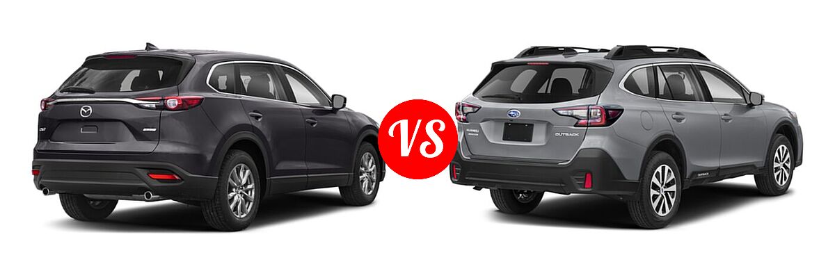 2020 Mazda CX-9 SUV Grand Touring vs. 2020 Subaru Outback SUV CVT / Limited / Limited XT / Onyx Edition XT / Premium / Touring / Touring XT - Rear Right Comparison