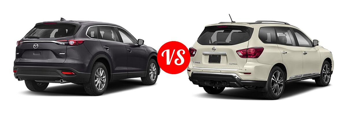 2020 Mazda CX-9 SUV Grand Touring vs. 2020 Nissan Pathfinder SUV Platinum - Rear Right Comparison