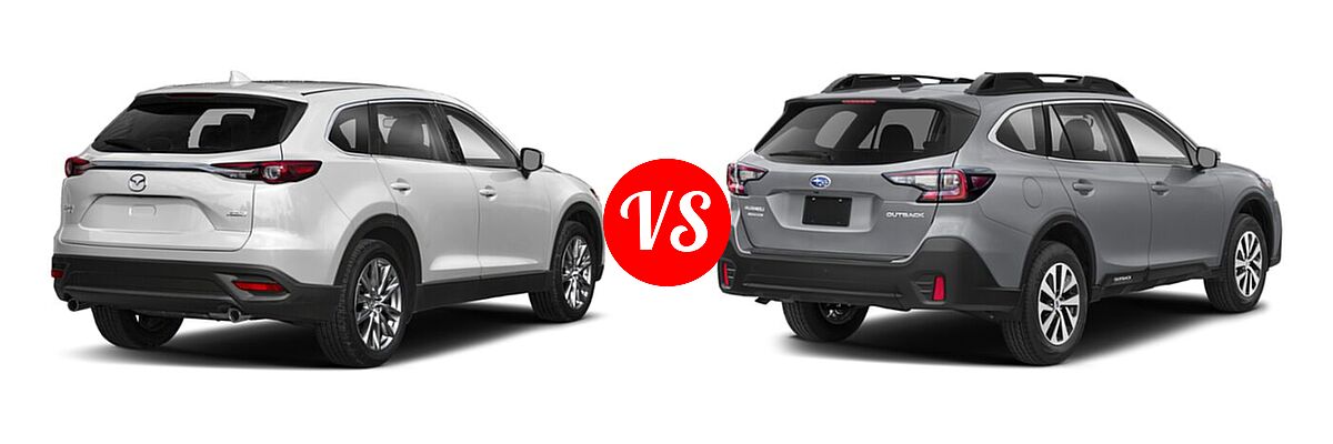 2020 Mazda CX-9 SUV Signature vs. 2020 Subaru Outback SUV CVT / Limited / Limited XT / Onyx Edition XT / Premium / Touring / Touring XT - Rear Right Comparison