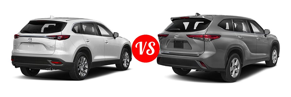 2020 Mazda CX-9 SUV Signature vs. 2020 Toyota Highlander SUV L / LE - Rear Right Comparison