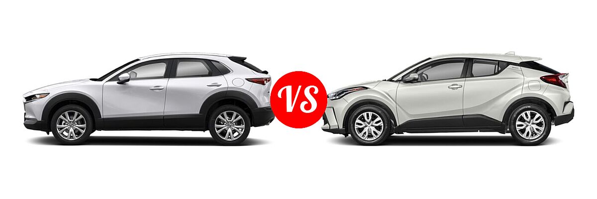 2020 Mazda CX-30 SUV Select Package vs. 2020 Toyota C-HR SUV LE / XLE - Side Comparison
