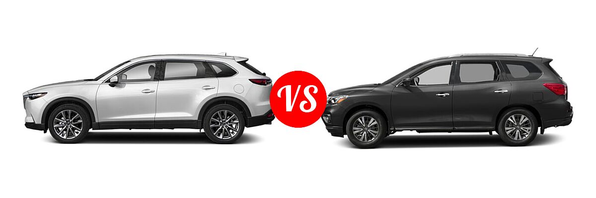 2020 Mazda CX-9 SUV Signature vs. 2020 Nissan Pathfinder SUV SL / SV - Side Comparison