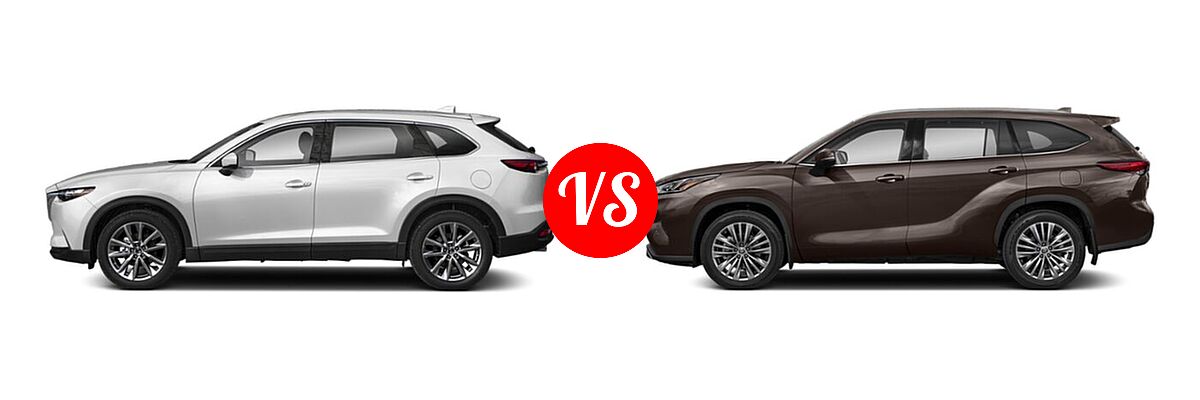 2020 Mazda CX-9 SUV Signature vs. 2020 Toyota Highlander SUV Platinum - Side Comparison
