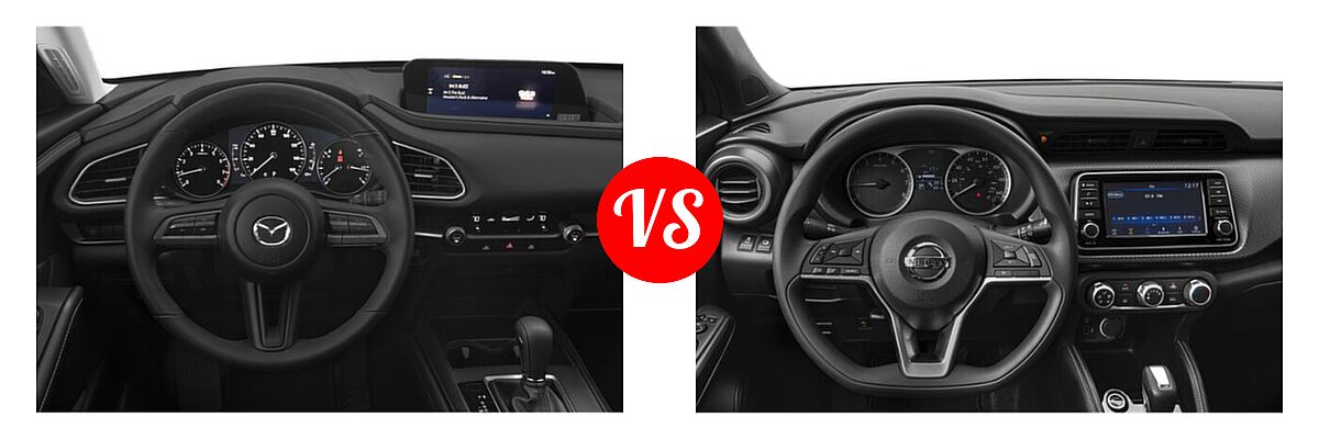 2020 Mazda CX-30 SUV Select Package vs. 2020 Nissan Kicks SUV S / SV - Dashboard Comparison