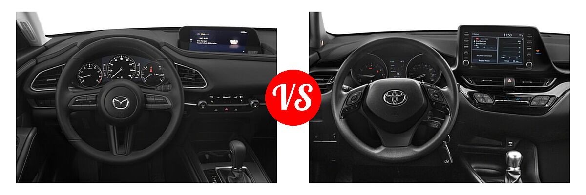2020 Mazda CX-30 SUV Select Package vs. 2020 Toyota C-HR SUV LE / XLE - Dashboard Comparison