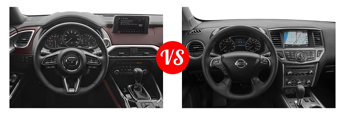 2020 Mazda CX-9 SUV Grand Touring vs. 2020 Nissan Pathfinder SUV SL / SV - Dashboard Comparison