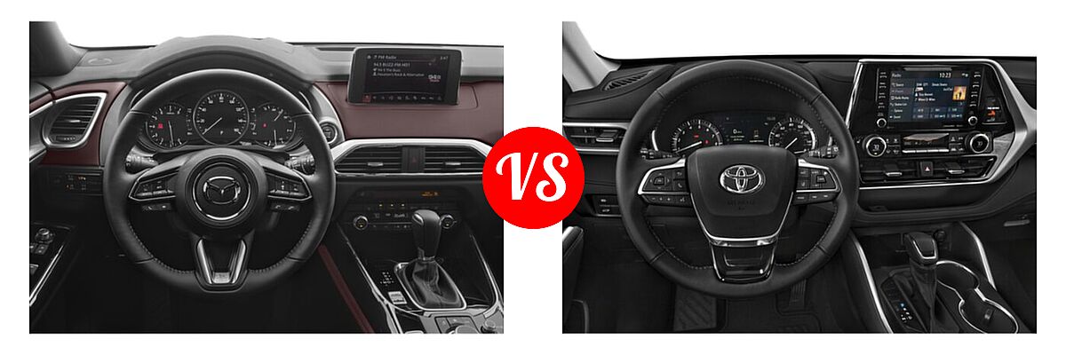 2020 Mazda CX-9 SUV Grand Touring vs. 2020 Toyota Highlander SUV XLE - Dashboard Comparison