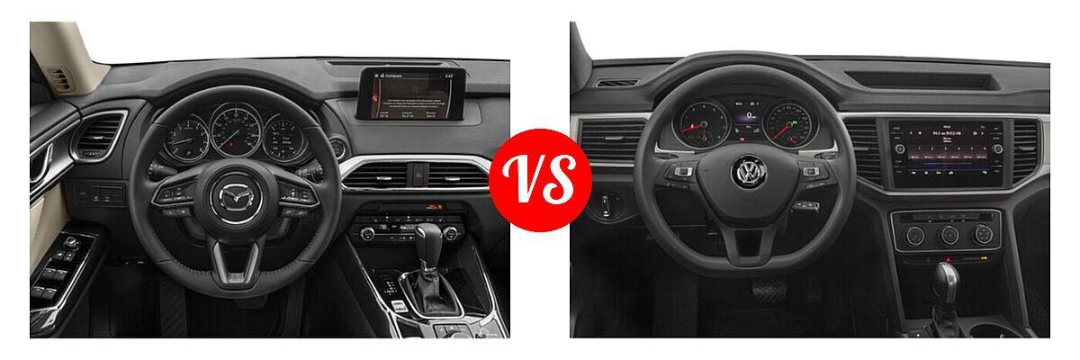 2020 Mazda CX-9 SUV Touring vs. 2020 Volkswagen Atlas SUV 2.0T S / 2.0T SE / 2.0T SE w/Technology / 2.0T SEL / 3.6L V6 S / 3.6L V6 SE / 3.6L V6 SE w/Technology / 3.6L V6 SEL / 3.6L V6 SEL Premium - Dashboard Comparison