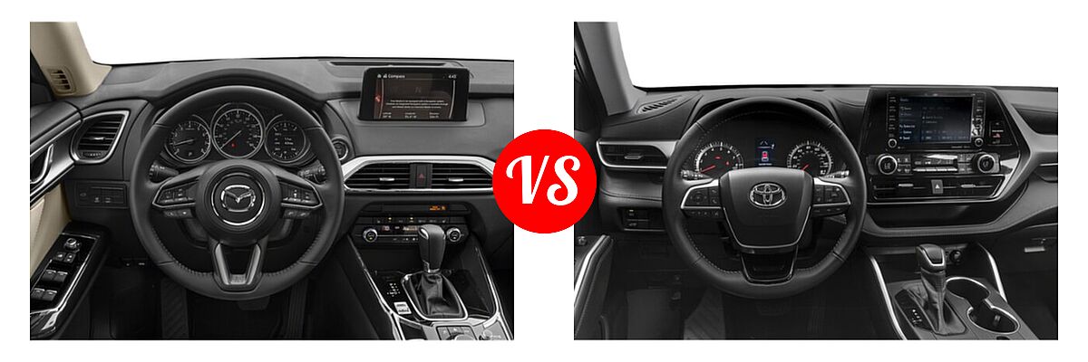 2020 Mazda CX-9 SUV Touring vs. 2020 Toyota Highlander SUV L / LE - Dashboard Comparison