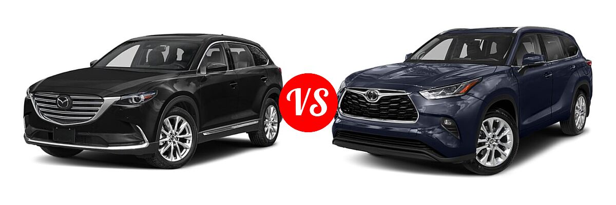 2020 Mazda CX-9 SUV Touring vs. 2020 Toyota Highlander SUV Limited - Front Left Comparison