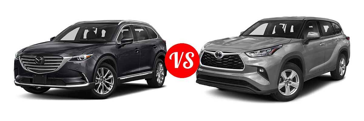 2020 Mazda CX-9 SUV Grand Touring vs. 2020 Toyota Highlander SUV L / LE - Front Left Comparison