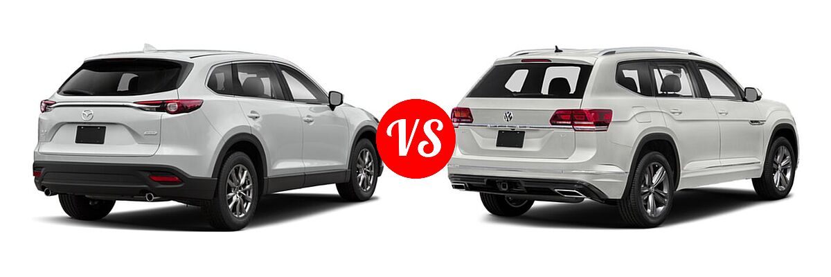2020 Mazda CX-9 SUV Touring vs. 2020 Volkswagen Atlas SUV 3.6L V6 SE w/Technology R-Line / 3.6L V6 SEL R-Line - Rear Right Comparison